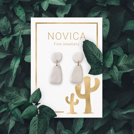 Chic Gold Cactus Earring Display Card Visitenkarte