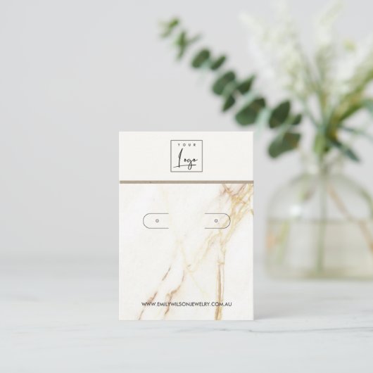 CHIC GOLD CALACATTA MARBLE HOOP EARRING VISITENKARTE (Stehend Vorderseite)