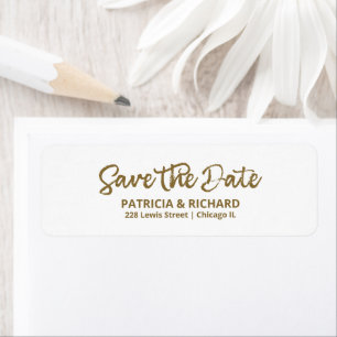 Chic Gold Calligrafy Save the Date Rücksendeadress