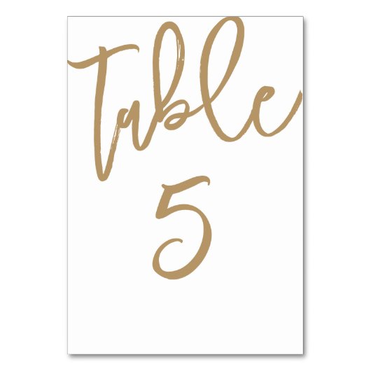 Chic Gold Calligrafy Wedding Tischnummer (Rückseite)