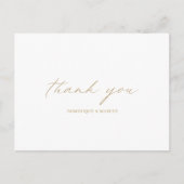 Chic Gold Calligraphy Elegant Wedding Vielen Dank Postkarte (Vorderseite)
