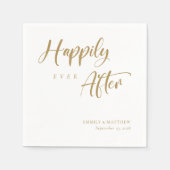 Chic Gold Calligraphy "Happily ever After" Wedding Serviette (Vorderseite)