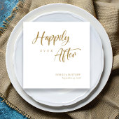 Chic Gold Calligraphy "Happily ever After" Wedding Serviette