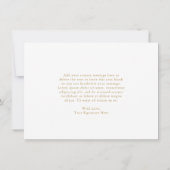 Chic Gold Calligraphy Simple Elegante Wedding Dankeskarte (Rückseite)