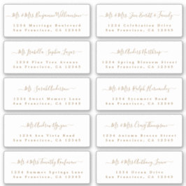 Chic Gold Calligraphy Wedding Guest Address Labels
