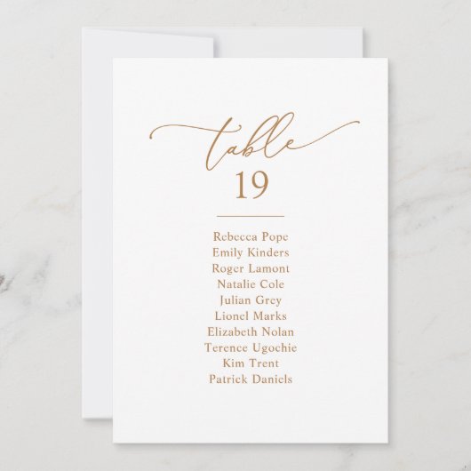 Chic Gold Calligraphy Wedding Seating Chart Cards Einladung (Vorderseite)
