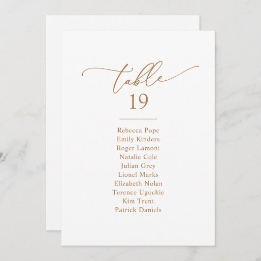 Chic Gold Calligraphy Wedding Seating Chart Cards Einladung (Vorne/Hinten)