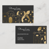 Chic Gold Cartoon Hunde Pet Sitter | Dog Walker Visitenkarte (Vorne/Hinten)