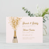 Chic Gold Champagne Brunch & Bubbly Brautparty Einladung (Stehend Vorderseite)