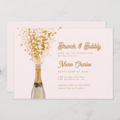 Chic Gold Champagne Brunch & Bubbly Brautparty Einladung (Vorne/Hinten)