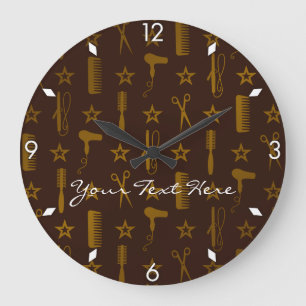 Chic Gold & Coco Brown Custom Wall Clock Große Wanduhr