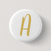 Chic Gold Color Monogram Berufliche Kalligrafie Button (Vorderseite)