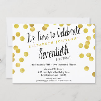 Chic Gold Confetti 70. Geburtstagsparty Einladung