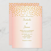 Chic Gold Confetti auf Rose Gold Einladung (Vorne/Hinten)