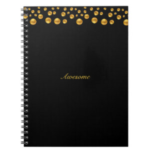Chic Gold Confetti & Calligrafy auf Black Notizblock