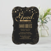 Chic Gold Confetti Dots Abschluss Ankündigung (Stehend Vorderseite)