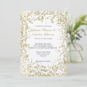 Chic Gold Confetti Glam Wedding Einladung (Stehend Vorderseite)
