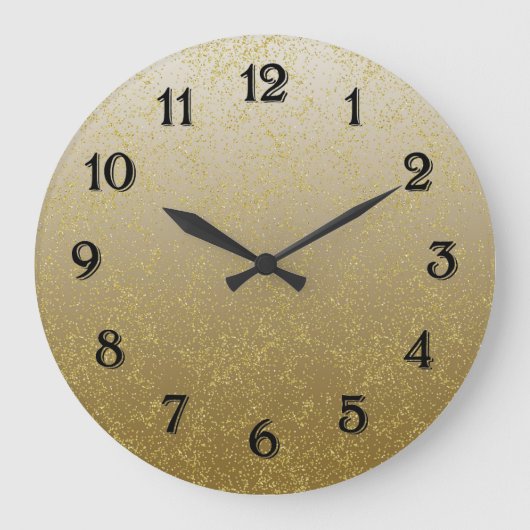 Chic Gold Confetti Glitzern Große Wanduhr (Vorderseite)