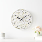 Chic Gold Confetti Große Wanduhr (Zuhause)