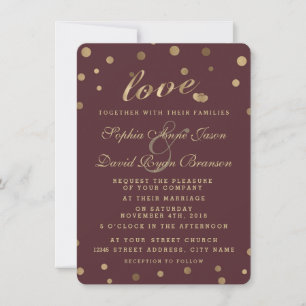 Chic Gold Confetti Liebe Burgundy Wedding Einladun Einladung