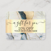 Chic Gold Confetti, Marble Gold Rabattkarte (Vorderseite)