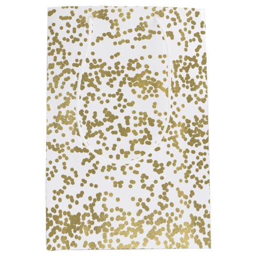 Chic Gold Confetti Mittlere Geschenktüte (Vorderseite)