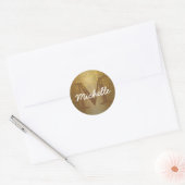 Chic Gold Confetti Monogram Name Round Aufkleber (Umschlag)