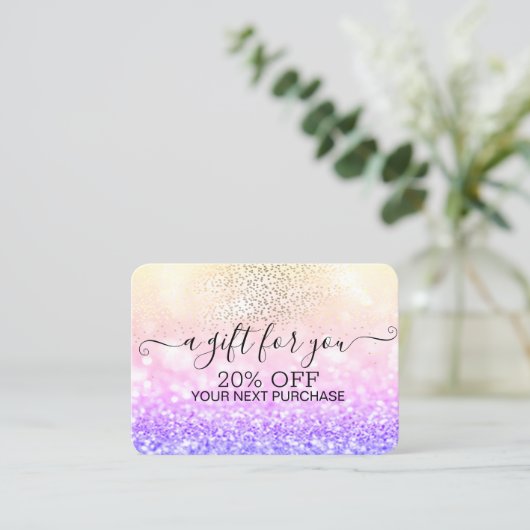 Chic Gold Confetti, Ombre Glitzer Bokeh Rabattkarte (Stehend Vorderseite)