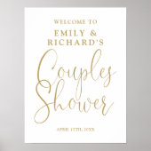 Chic Gold Couples Dusche Begrüßungszeichen Poster (Vorne)