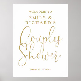 Chic Gold Couples Dusche Begrüßungszeichen Poster