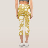 CHIC GOLD CREAM BLUME MONOGRAM CAPRI LEGGINGS (Rückseite)