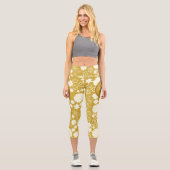 CHIC GOLD CREAM BLUME MONOGRAM CAPRI LEGGINGS (Vorderseite)