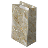 Chic gold cream floral kleine geschenktüte (Rückseite Schrägansicht)