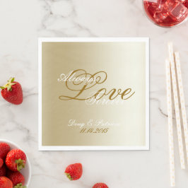 Chic Gold Cream Liebe immer Hochzeit Serviette