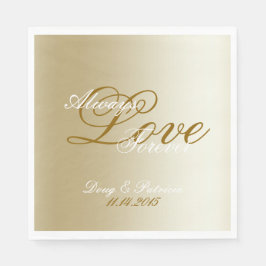 Chic Gold Cream Liebe immer Hochzeit Serviette