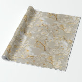 Chic Gold Creme Blumenmuster Geschenkpapier (Ungerollt)