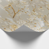 Chic Gold Creme Blumenmuster Geschenkpapier (Ecke)