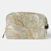 Chic Gold Creme Blumenmuster Waschbeutel (Rückseite)