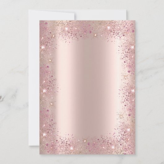 Chic Gold Cross Taufe Rose Gold Glitzer Staub Einladung (Rückseite)