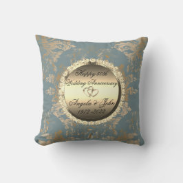Chic Gold Damask 50. Hochzeitstag Kissen