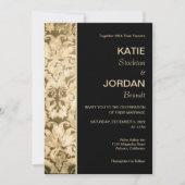 Chic Gold Damask Einladung (Vorderseite)
