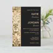 Chic Gold Damask Einladung (Stehend Vorderseite)
