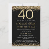 Chic Gold Diamonds 40th Birthday Party Invitation Einladung (Vorderseite)