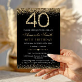 Chic Gold Diamonds 40th Birthday Party Invitation Einladung