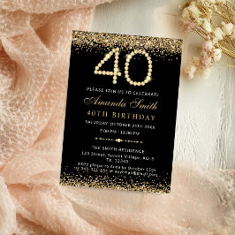 Chic Gold Diamonds 40th Birthday Party Invitation Einladung