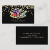 Chic Gold Diamonds Colorful Lotus Black Visitenkarte (Vorne/Hinten)