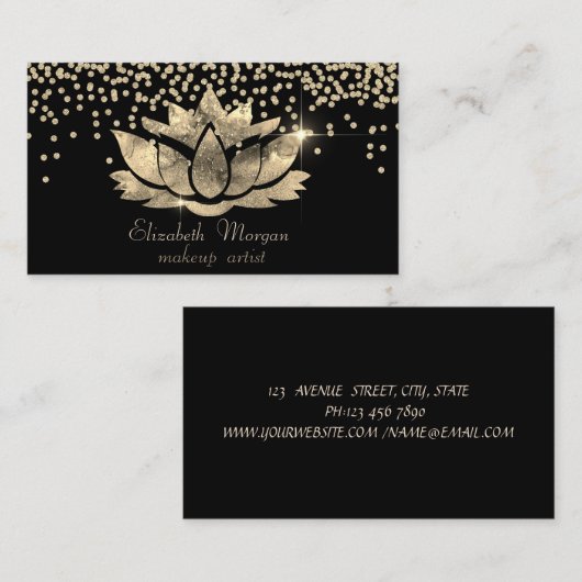 Chic Gold Diamonds Lotus Black Visitenkarte (Vorne/Hinten)