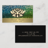 Chic Gold Diamonds Lotus Green Bokeh Visitenkarte (Vorne/Hinten)