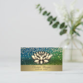 Chic Gold Diamonds Lotus Green Bokeh Visitenkarte (Stehend Vorderseite)