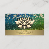 Chic Gold Diamonds Lotus Green Bokeh Visitenkarte (Vorderseite)
